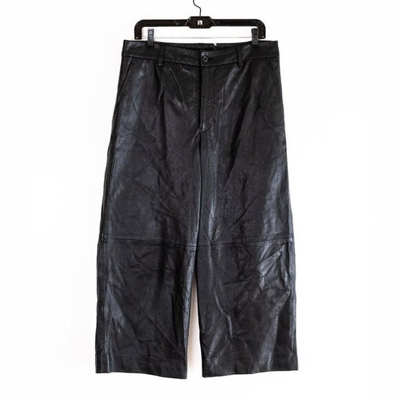 Polo Ralph Lauren Pants - NWOT Lauren Ralph Women's Lambskin Leather Black Cropped Pants $695 - Size 12